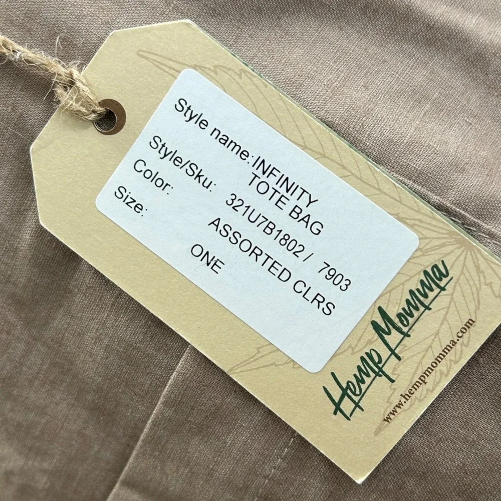Hemp Momma Infinity Tote Bag Tan Hemp Blend Eco Friendly Reusable Shopper‎ NWT